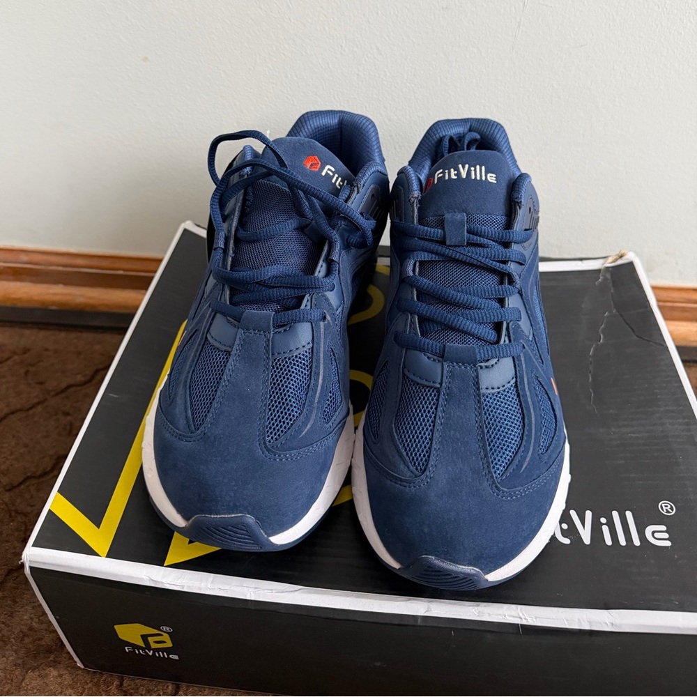 FitVille Men’s Navy Athletic Shoes - Comfortable Everyday Running Sneakers - Picture 3 of 8